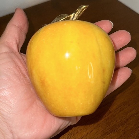 Marble Yellow Apple With Golden Stem Home Decor Paper Weight - Picture 4 of 9
